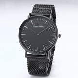 Top Brand Luxury Quartz watch Casual men Black Japan quartz-watch stainless steel Mesh strap ultra thin clock male 2017 New