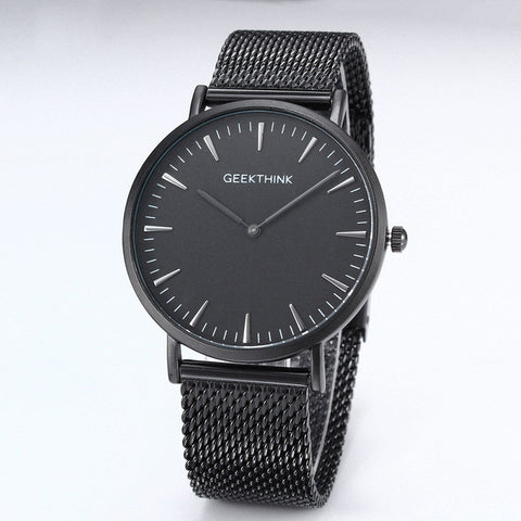Top Brand Luxury Quartz watch Casual men Black Japan quartz-watch stainless steel Mesh strap ultra thin clock male 2017 New