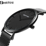 Top Brand Luxury Quartz watch Casual men Black Japan quartz-watch stainless steel Mesh strap ultra thin clock male 2017 New